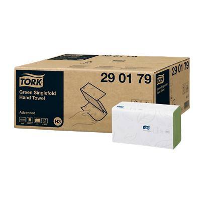Tork Folded Hand Towels H3 Advanced 2 Ply V-fold Green 250 Sheets Pack of 15