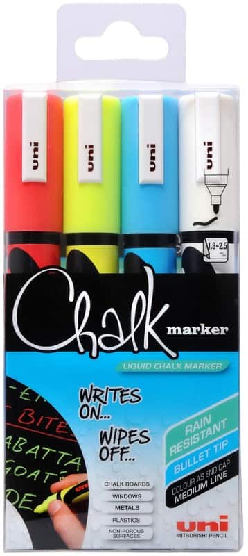 uni-ball Chalk Marker PWE-5M Assorted Pack of 4