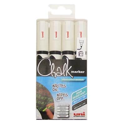 uni-ball Chalk Marker Wallet Bullet 1.8-2.5 mm White Pack of 4