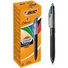 BIC Ballpoint Pen 4 Colours GRiP PRO 0.4 mm Black, Blue, Red, Green Medium 0.4 mm Refillable Pack of 12
