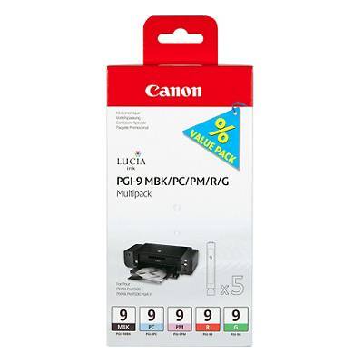 Canon PGI-9 Original Ink Cartridge Black, Cyan, Green, Magenta, Red Pack of 5 Multipack