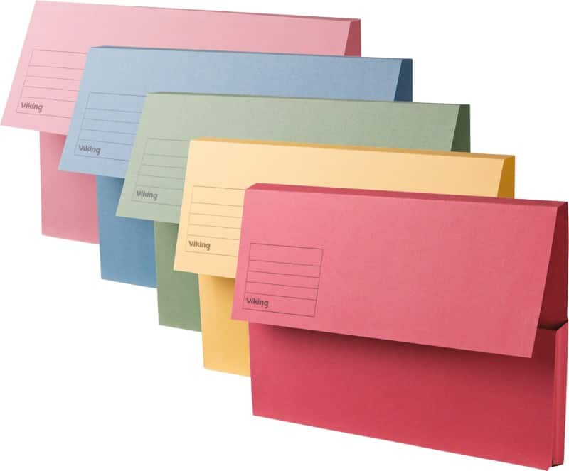 Viking Document Wallet Foolscap Manila 35.4 (W) x 3.2 (D) x 24.3 (H) cm Assorted Pack of 50