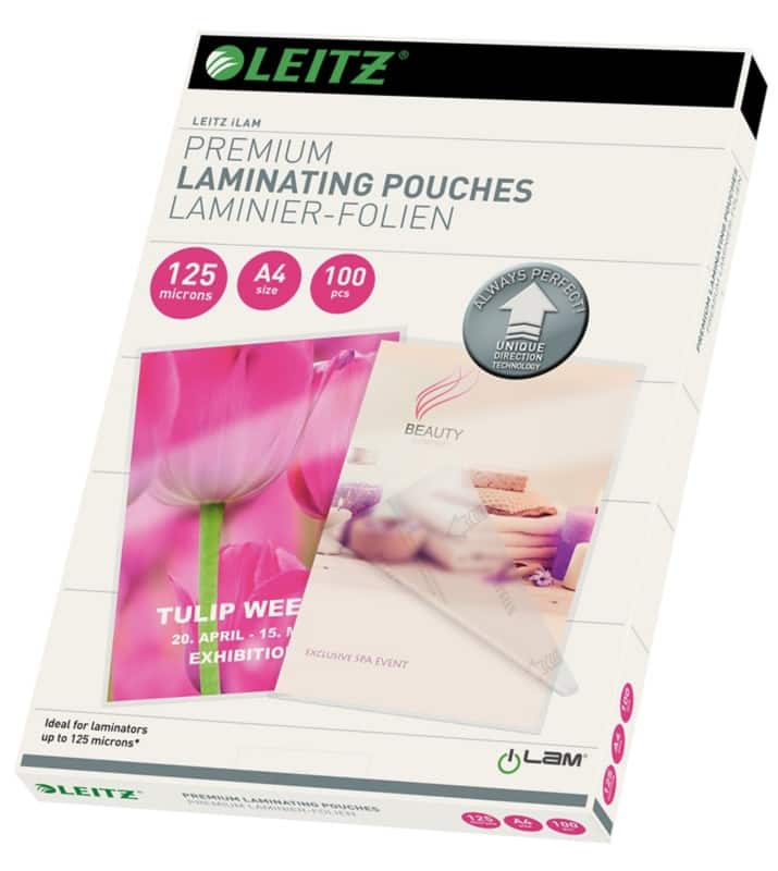 Leitz iLAM Premium Laminating Pouches A4 Glossy 125 microns (2 x 125) Transparent Pack of 100