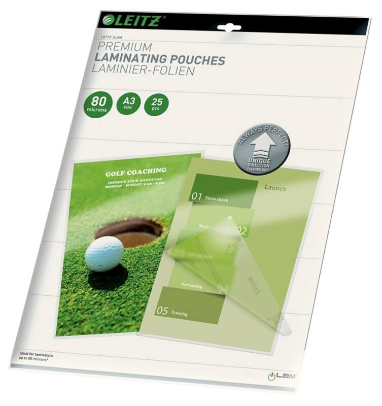 Leitz iLAM Premium Laminating Pouches A3 Glossy 80 microns (2 x 80) Transparent Pack of 25