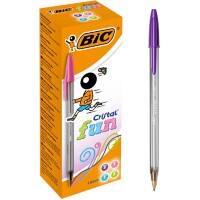 BIC Cristal Fun Ballpoint Pen Assorted Broad 0.6 mm Non Refillable Pack of 20