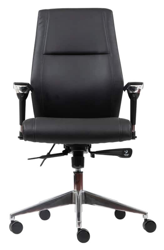 Realspace Synchro Tilt Ergonomic Executive Office Chair with 2D Armrest and Adjustable Seat London Bonded Leather Black Viking Direct IE