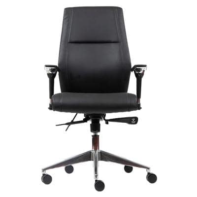 Realspace Synchro Tilt Ergonomic Executive Office Chair with 2D Armrest and Adjustable Seat London Bonded Leather Black