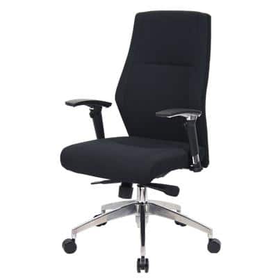 Realspace Synchro Tilt Ergonomic Executive Office Chair with 2D Armrest and Adjustable Seat London Fabric Black