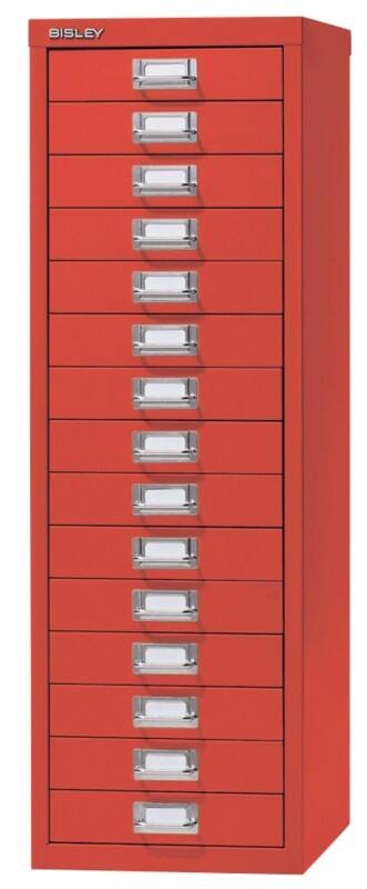 Bisley Steel Multi Drawer Cabinet 15 Drawers 279 x 380 x 860 mm Red
