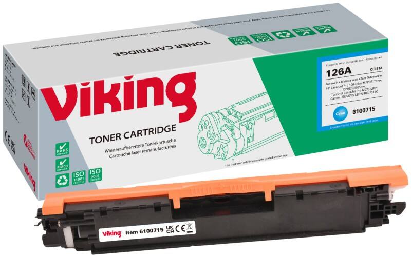 Viking 126A Compatible HP Toner Cartridge CE311A Cyan