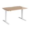 Elev8 Rectangular Sit Stand Single Desk with Beech Coloured Melamine Top and White Frame 2 Legs Touch 1200 x 800 x 675 - 1300 mm