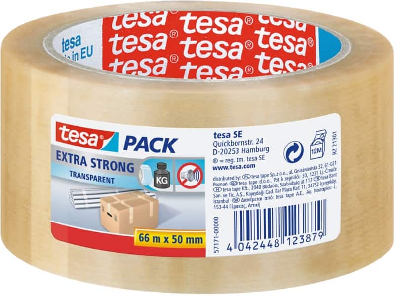 tesapack Packaging Tape tesapack Extra Strong Transparent 50 mm (W) x 66 m (L) Plastic