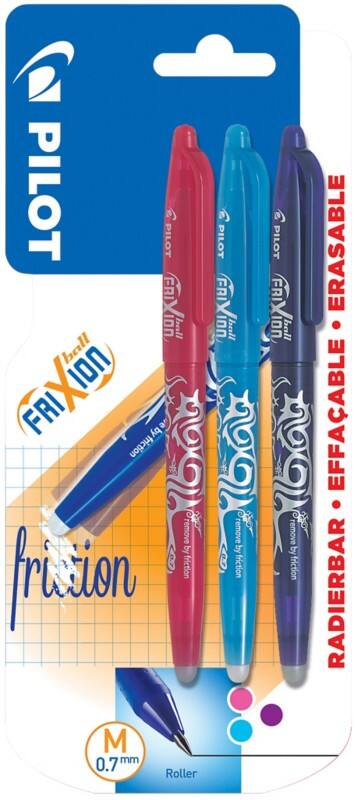 Pilot FriXion Ball non-retractable Rollerball Pen Assorted 0.35 mm Medium Refillable 50% Recycled Pack of 3