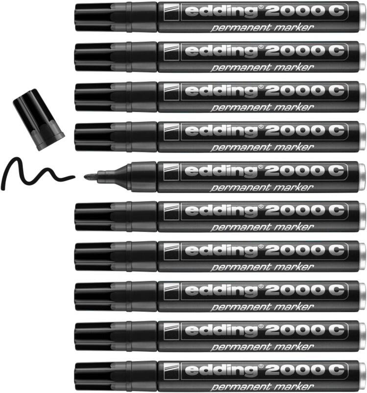 edding 2000C Permanent Marker  Medium Bullet 1.5 - 3 mm Black Water-Resistant Pack of 10