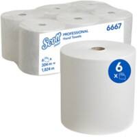 Scott Mainline Hand Towel Rolled White 1 Ply 6667 6 Rolls of 304 m