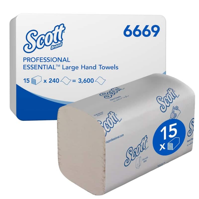 Scott Essential  Paper Hand Towels Z-fold White 1 Ply 6669 240 Sheets Pack of 15