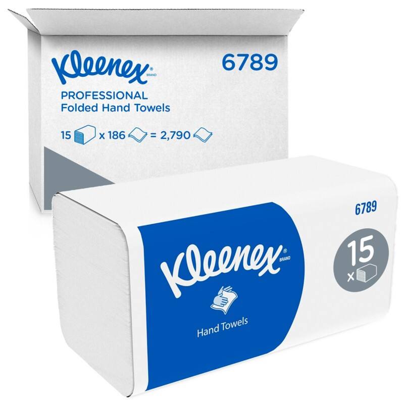 Kleenex  Paper Hand Towels V-fold White 2 Ply 6789  186 Sheets Pack of 15