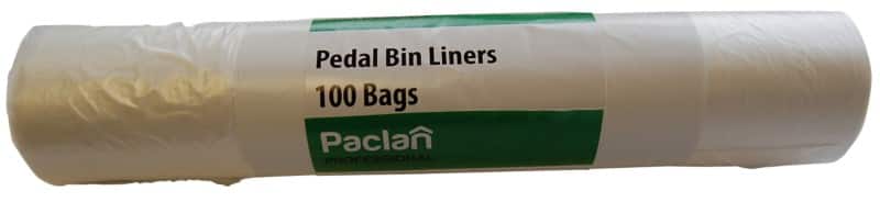 Paclan Light Duty Bin Bags 10 L White PE (Polyethylene) 8 microns Pack of 100
