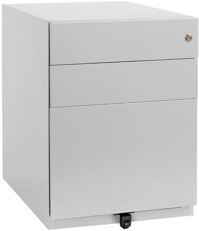 Bisley Steel Desk High Pedestal 2 Drawers Lockable 420 x 565 x 567 mm Silver