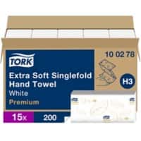 Tork Hand Towels V-fold White 2 Ply 100278 Pack of 15 of 200 Sheets