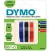 Dymo Label Tape S0847750 White on Red, Black, Blue 9 mm x 3 m Pack of 3