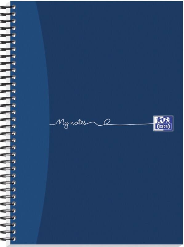 OXFORD Notebook My Notes A4 Ruled Spiral Bound Cardboard Hardback Blue Perforated 200 Pages 100 Sheets Pack of 3