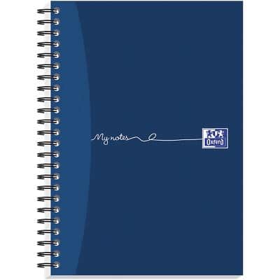 OXFORD Notebook My Notes A5 Ruled Spiral Bound Cardboard Hardback Blue Perforated 200 Pages 100 Sheets Pack of 3