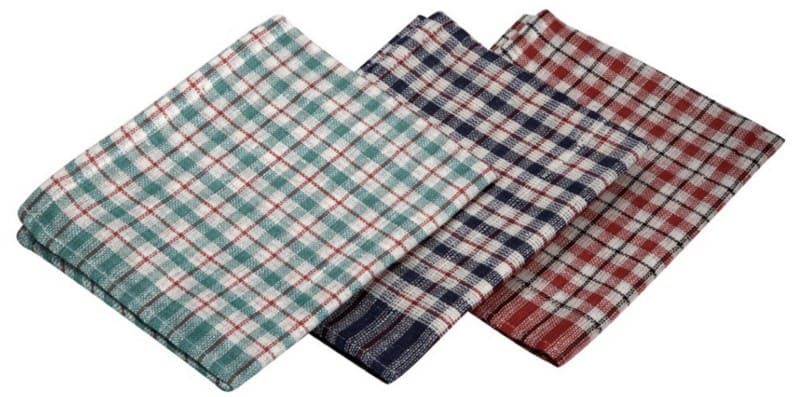 Genware Mini Check Tea Towel Cotton, Polyester Assorted Pack of 10