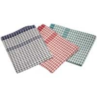 Genware Standard Check Tea Towel Cotton, Polyester Assorted Pack of 10