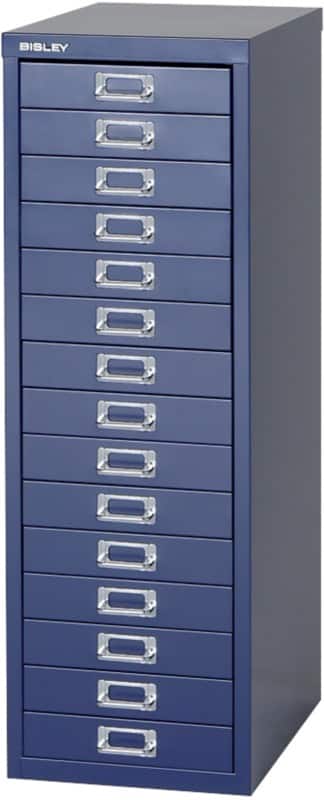 Bisley Steel Multi Drawer Cabinet 15 Drawers Blue 279 x 380 x 860 mm Blue