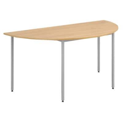 Dams International Semi Circular Meeting Room Table with Oak Coloured MFC Top and Silver Frame Flexi 1600 x 800 x 725mm