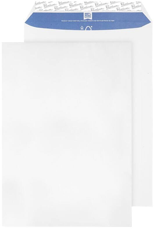 Premium Pure Pocket Envelopes Plain C4 Peal and Seal 229 (W) x 324 (H) mm Adhesive Strip White 120 gsm Pack of 250
