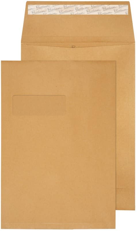 Blake Cream Manilla Gusset Window Envelope Peel and Seal C4 229x324x25mm 140 gsm Pack of 100
