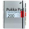 Pukka Pad Project Book Metallic Executive A4+ Ruled Spiral Bound Cardboard Hardback Grey Perforated 200 Pages Pack of 3