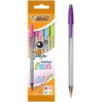 BIC Cristal Fun Ballpoint Pen Assorted Broad 0.6 mm Non Refillable Pack of 4