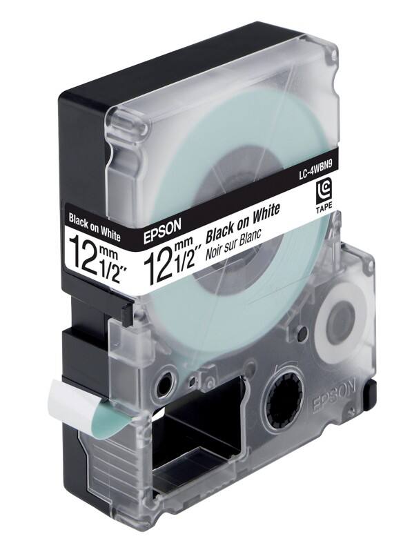 Epson LC-4WBN9 Label Tapes Black on White 12mm x 9m