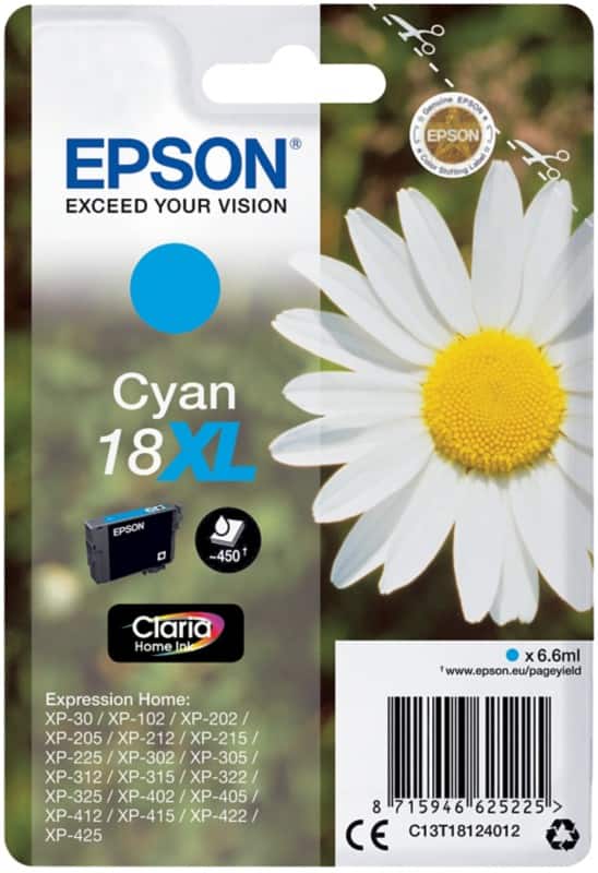 Epson 18XL Original Ink Cartridge C13T18124012 Cyan
