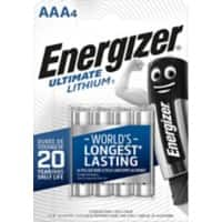 Energizer Battery Ultimate Lithium FR03 AAA 1250 mAh Lithium (Li) 1.5 V Pack of 4