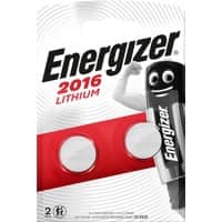 Energizer Button Cell Batteries CR2016 3V Lithium Pack of 2
