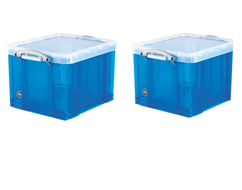 Really Useful Box Plastic Storage Box 35 L Blue 39 x 48 x 31 cm Pack of 2