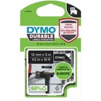 Dymo D1 1978365 Authentic Durable Label Tape Self Adhesive White Print on Black 12 mm x 3m