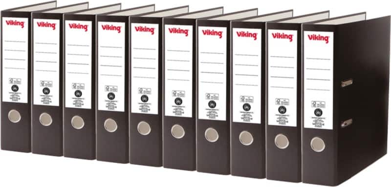 Viking Wide Lever Arch File A4 Portrait 75 mm Black 2 Rings Cardboard Matt Portrait Pack of 10