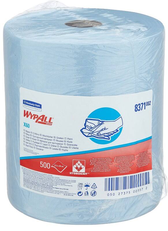 WYPALL X60  Cleaning Cloths Rolled Blue 1 Ply  8371 500 Sheets
