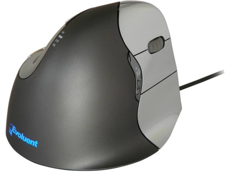 BakkerElkhuizen Wired Ergonomic Vertical Mouse Evoluent4 Optical For Right-Handed Users 2.15 m USB-A Cable Black, Grey