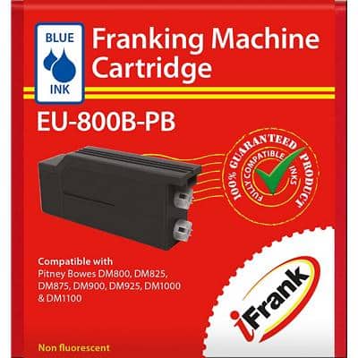iFrank Franking Machine Ink Cartridge EU-800B-PB for Pitney Bowes DM800, DM825, DM875, DM900, DM925, DM1000, DM1100 Blue Ink