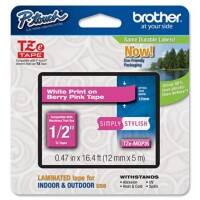 Brother TZE-MQP35 TZEMQP35 Tape White on Pink 12 mm (W) x 8 m (L) 5 m