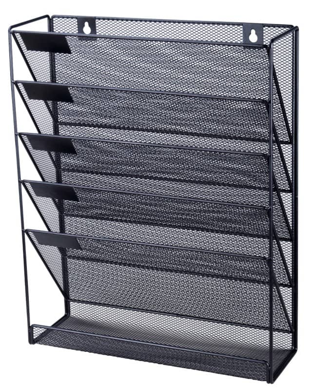 Viking Literature Display A4 Wall Mounted Rectangular 32.5 (W) x 10.5 (D) x 40.5 (H) cm Black