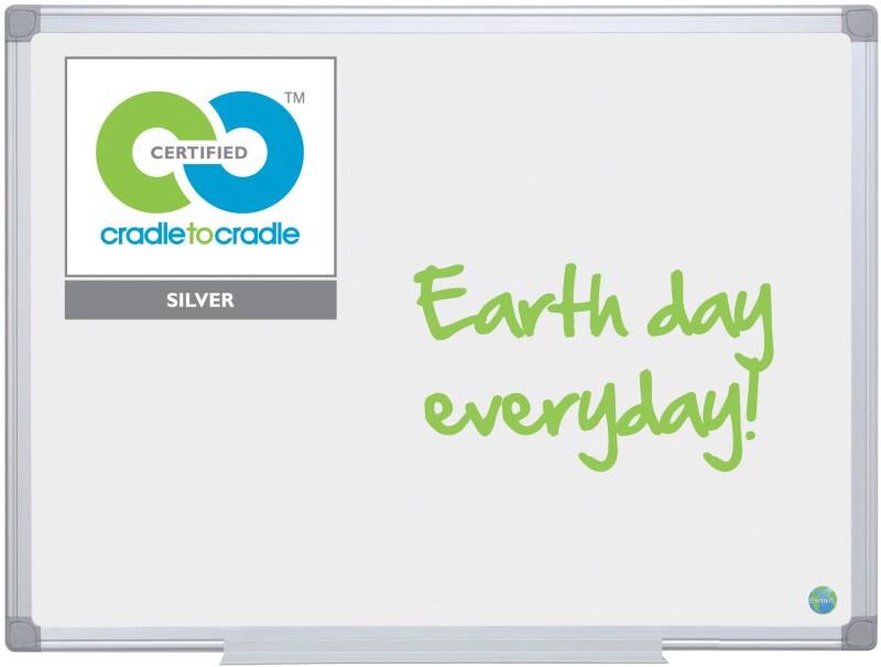 Bi-Office Earth Whiteboard Wall Mounted Magnetic Ceramic Single Sided 90 (W) x 60 (H) cm