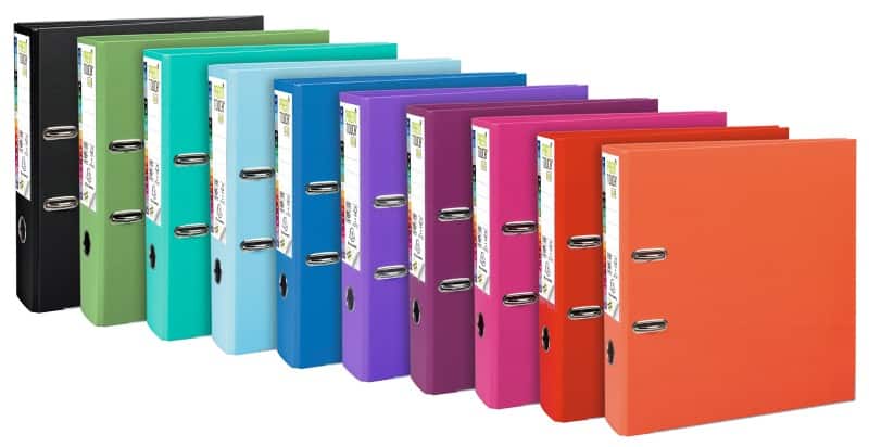 Exacompta Prem Touch Wide Lever Arch File A4 80 mm Assorted 2 Rings 53384E Cardboard, PP (Polypropylene) Portrait Pack of 10