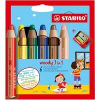STABILO Watercolours Woody 3 in 1 Assorted Pack of 6